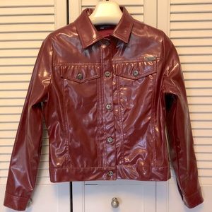 💜Final Price Drop💜Glossy Red, denim style jacket